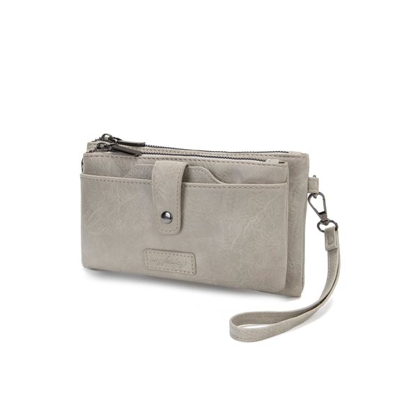 Vintage Vegan Leather Wristlet Clutch Purse With Zip Around 2 Strap o_o - Picture 1 of 7